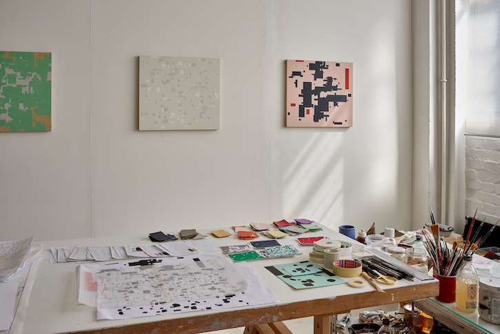 Alison Turnbull’s studio with works from the series eXtreme Deep Field