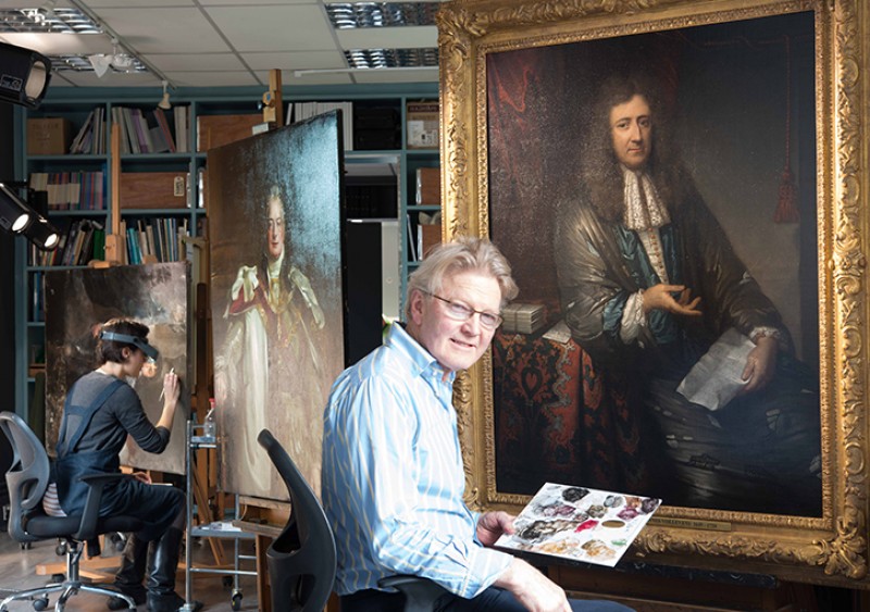 Simon Gillespie working on a picture