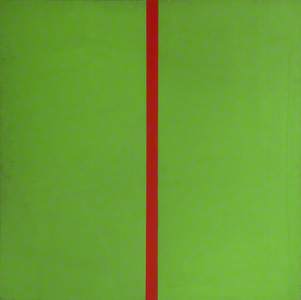 Abstract in Green with Red Stripe