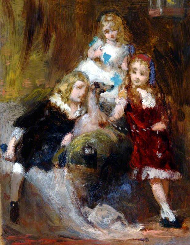 Three Children and Dog