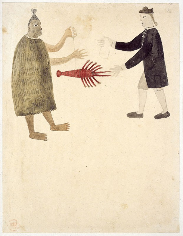 1769, image from 'Drawings illustrative of Captain Cook's First Voyage, 1768–1771', drawn by Tupaia (c.1725–1770), Polynesian navigator