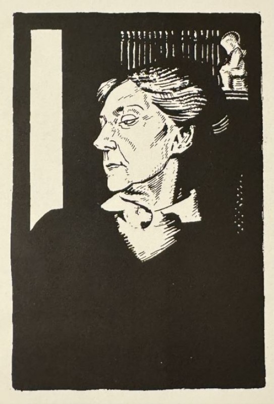 c.1924, original black & white drawing for linocut print by Wilhelmina Geddes (1887–1955)
