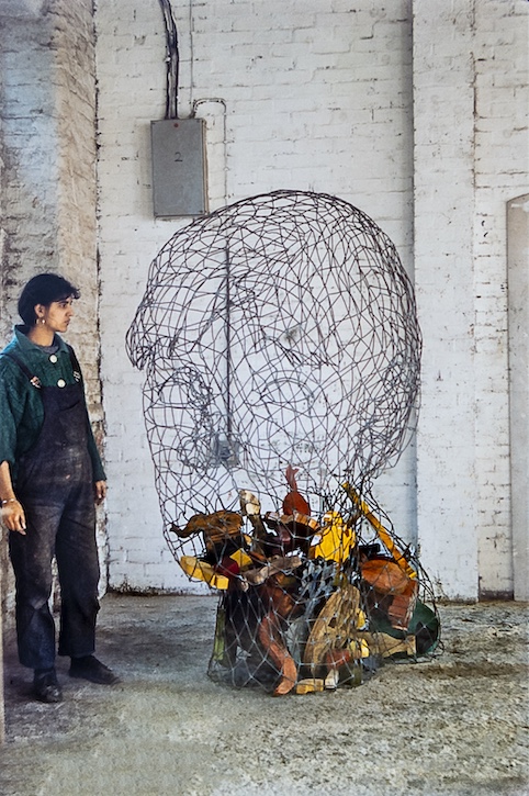 1990, steel and wood by Permindar Kaur (b.1965)