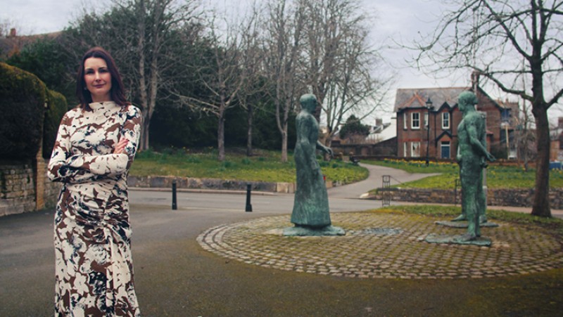 Still from HENI Talks' film on Elisabeth Frink's 'Dorset Martyrs Memorial'